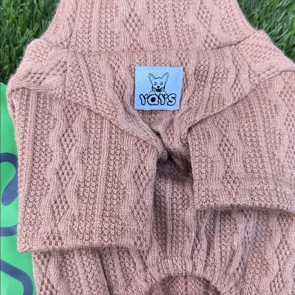 Tan Turtleneck Cable Knit Dog Sweater